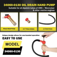 34060-0130 Marine Engine Oil Drain Hand Pump Boat Oil Change Pump Fits for OMC, Mercruiser, Brass,10.25" Long, 1.25" Diameter