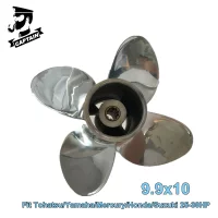 Captain Boat Propeller 9.9x10 Fit Tohatsu Outboard Engine Motor 25HP 30HP 4 Blades 10 Teeth RH Stainless Steel
