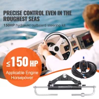 SucceBuy 150HP Hydraulic Outboard Steering Kit Boat Marine System, 20Ft Hose & Built-in Two-Way Lock Cylinder, Boat Accessories