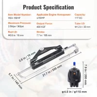 SucceBuy 150HP Hydraulic Outboard Steering Kit Boat Marine System, 20Ft Hose & Built-in Two-Way Lock Cylinder, Boat Accessories