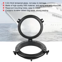 10in Marine Porthole Round Black Portlight Stalinite Window Universal for RV Boat Yacht