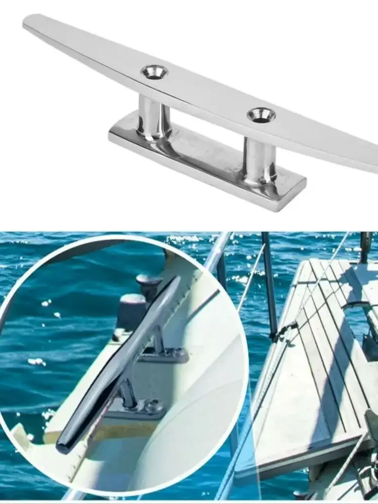 S4cbcd04838f1476a845e621d3e4331122-2.webp Stainless Steel Base Cleat Mirror Polished Boat Accessory Base Cleat Marine Rope Base(8in) Key Words