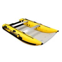 Inflatable Catamaran 3.3m (10'8) Fishing Boat With Motor Engine For Pulling Casualties From The Water In Rescue Situations