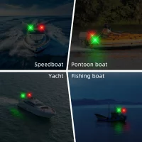 2Pcs LED Boat Navigation Lights Marine Bow Stern Running Lights for Pontoon Yacht Fishing Speed Boat High Visibility Red Green