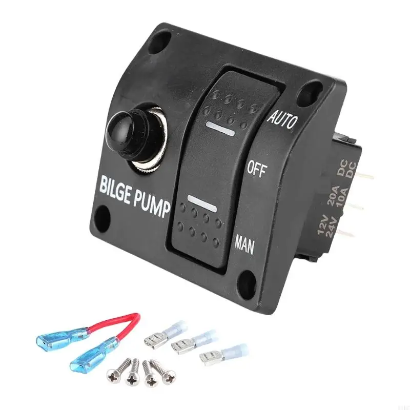 S31a6bf491f074fbf8dfbdd8f38de0a27n-1.webp Boat Bilge Pump 3 Way Switch Panel Waterproof Switch Panel Yacht Bilge Controller with LED Indicates Marine Hardware