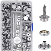 150PCS Canvas Snap Kit Tool Metal Screws Snaps Marine Grade 3/8" Socket Stainless Steel Boat Canvas Snaps with Setting Tool