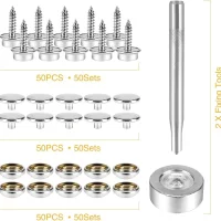 150PCS Canvas Snap Kit Tool Metal Screws Snaps Marine Grade 3/8" Socket Stainless Steel Boat Canvas Snaps with Setting Tool