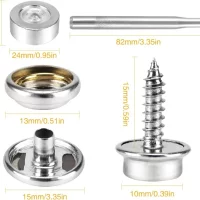 150PCS Canvas Snap Kit Tool Metal Screws Snaps Marine Grade 3/8" Socket Stainless Steel Boat Canvas Snaps with Setting Tool