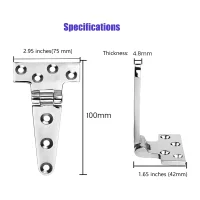 Marine Grade T Hinges, Boat Hinges, No Noise, Heavy Duty 316 Stainless Steel With Screws (2 PCS)-AC17