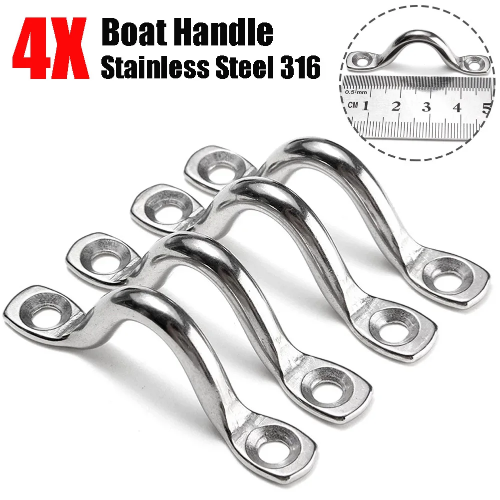 Sb9ce3adaa64e4cf0be514399b85915f9D-1.webp 4pcs Handle 5mm Stainless Steel Wire Eye Strap Boat Marine Tie Down Fender Hook Canopy Engines Accessories 316 Stainless Steel