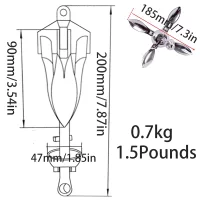 Boat Folding Grapnel Anchor 1 Pcs Stainless Steel Durable 0.7 KG Docking Hardware For Boat Marine Yacht Marine Accessories