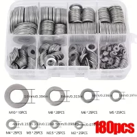 Stainless Steel Flat Washer Assortment Kit (M2, M2.5, M3, M4, M5, M6, M8, M10) - Suitable for Home Decorations& Factory Repairs