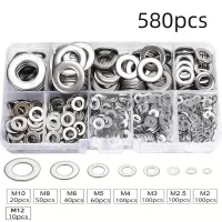 360/580pcs 304 Stainless Steel Flat Washers Set, Perfect For Home Decor, Factory Repair, Kitchens, Shops & More 360/580pcs 304 Stainless Steel Flat Washers Set, Perfect For Home Decor, Factory Repair, Kitchens, Shops & More