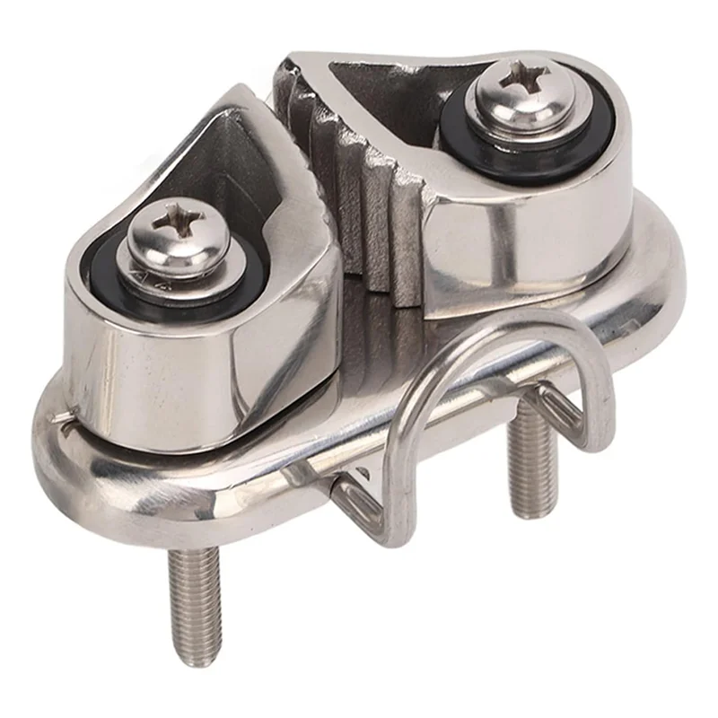 S78847c66dbdd4faba9572b5dff6ee64aN-1.webp Classy-316 Stainless Steel Boat Cam Cleat With Wire Leading Ring, Mirror Polished Sailboat Cleat For 10Mm Rope