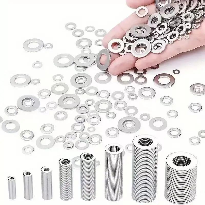 S2cd9a0d84e424cf18348775f588483adG-1.webp 360/580pcs 304 Stainless Steel Flat Washers Set, Perfect For Home Decor, Factory Repair, Kitchens, Shops & More