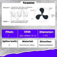 For Yamaha 4HP 5HP  Outboard Propeller 7 1/2x7 Boat Motor 9 Spline Aluminum Alloy Screw Ship Marine Engine 3 Blade 4A/5C/F4A